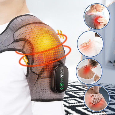 Cordless Shoulder Heating Pad, Heated Shoulder Wrap With Vibration, Shoulder Massager Heated Shoulder Brace For Women Men