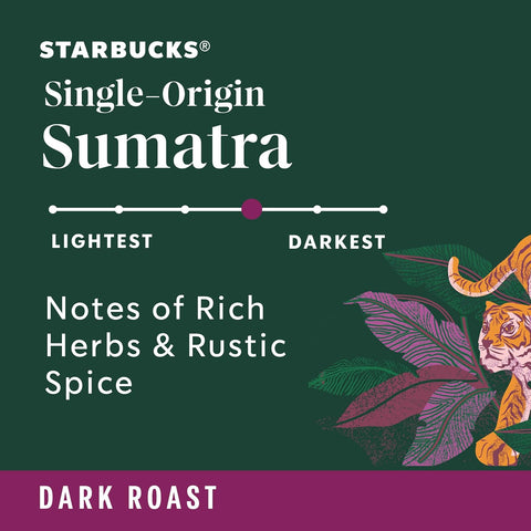 Starbucks K-Cup Coffee Pods, Dark Roast Coffee, Single-Origin Sumatra, 1 box (32 Keurig Pods)