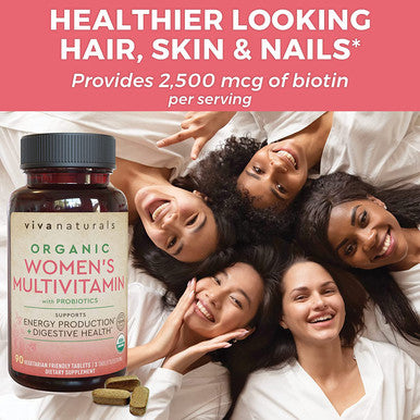 Organic Multivitamins for Women with Probiotics (90 Tablets) Ãƒâ€šÃ¢â‚¬â€œ Women Multivitamins for Daily Energy, Digestive Health and Immune Support Supplement with Vitamin B12, C, D and E, Iron, Folate.