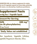 Solgar Dlpa 500 Mg 100 Vegetable Capsules - Free Form Dl-Phenylalanine - Supports Central Nervous System - Vegan Gluten Free Dairy Free Kosher - 100 Servings