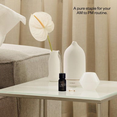 Vitruvi Stone Diffuser White and Vitruvi Organic Lavender, 100% Pure Premium Essential Oil (0.3 fl.oz)