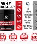 2000Mg Magnesium L-Threonate Capsules - 90 Capsules - 144Mg Elemental Magnesium Per Serving