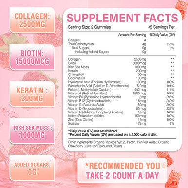 180 Count Collagen Gummies 2500Mg Collagen Protein Type I Ii Iii V X With 15000Mcg Biotin Vitamins C A B D E Keratin Hyaluronic Acid For Hair Skin Nails Joint Immune Digestion For Women Men Sugar Free