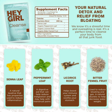 Detox Tea for a Body Cleanse + Helps Bloating and Constipation - Natural Weight Loss Tea Great for Detox Cleanse or Colon Cleanse - Chocolate Mint Flavor - 50g of 20 Tea Bag