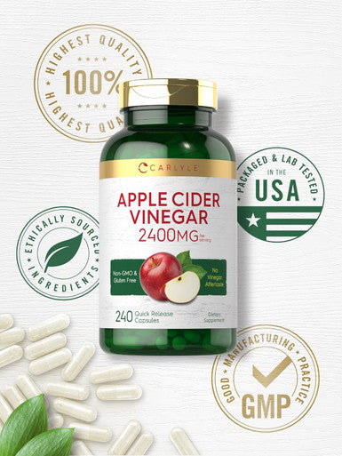 Carlyle Apple Cider Vinegar Capsules | 2400mg | 240 Count | Non-GMO Gluten Supplement