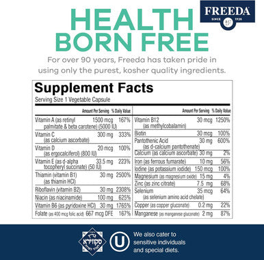 Freeda Multivitamin - Quintabs-M With Iron - Kosher Multi Vitamins Supplements For Women Health - Multivitamins For Women & Iron-Deficient Men Adult Vitamins Multivitamin (100)