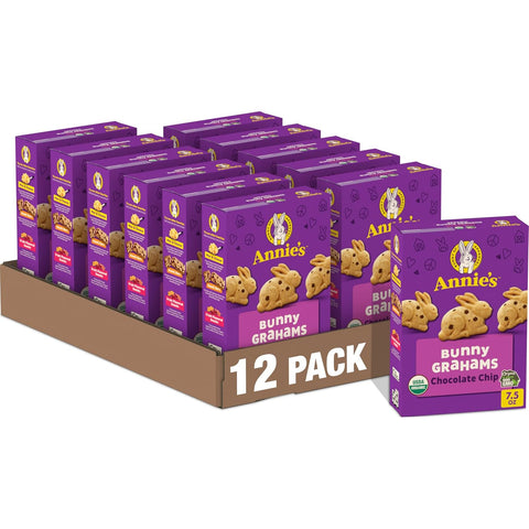 Annie's Organic Friends Bunny Grahams, Chocolate Chip, Chocolate, and Honey Baked Graham Snacks, 11.25 oz