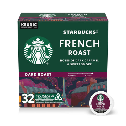 Starbucks K-Cup Coffee Pods, Dark Roast Hot or Iced Coffee, French Roast, 96 Keurig Pods