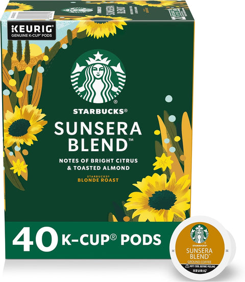 Starbucks K-Cup Coffee Pods, Starbucks Blonde Roast Hot or Iced Coffee, Veranda Blend, 60 Keurig Pods