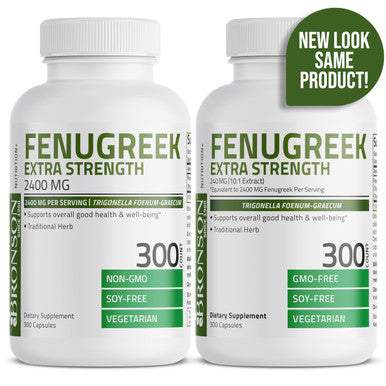 Bronson Fenugreek Seed Powder Capsules Extra Strength, Trigonella Foenum-Graecum, Non-Gmo, Soy-Free, Vegetarian, 300 Capsules