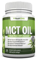 NutriONN MCT Oil - 3000mg - 180 Softgels - Made from 100% Organic Coconuts - Non GMO, Cold Pressed, Paleo Friendly Capsules - Great for Boosting Focus & Energy
