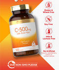 Carlyle Vitamin C With Rose Hips 500Mg | 500 Tablets | High Potency Formula | Vegetarian, Non-Gmo And Gluten Free Supplement
