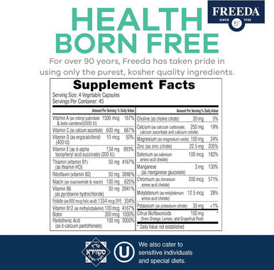 Freeda Multivitamin ÃƒÂ¢Ã¢â€šÂ¬Ã¢â‚¬Å“ Scd Multivitamin - Kosher Multi Vitamins Supplements For Women Health - Men'S Vitamins For Men Health - Multivitamins For Men & Women Adult Vitamins Multivitamin (180 Count)