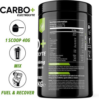 Carbo+ Electrolyte 1.2kg - Carbohydrate Energy Drink Powder with Added Electrolytes, L Citrulline & D-Ribose - Hydration, Energy, Performance & Recovery Fuel