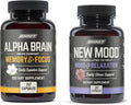 Onnit Premium Alpha Brain Bundle - Nootropic Brain Supplement (90 Count) for Focus Concentration & Memory + Mood Supplement for Stress Relief Sleep and Mood (30 Count)