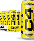 Cellucor C4 Performance Energy Drink | Strawberry Blast | Zero Sugar Carbonated Preworkout Energy | 200mg Caffeine with Beta Alanine | 16 Fl Oz (12 Pack)