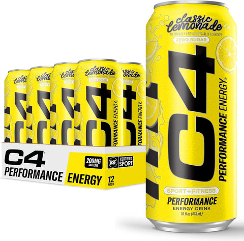 C4 Performance Energy Drink Cosmic Rainbow, Zero Sugar Carbonated Preworkout Energy, 200mg Caffeine with Beta Alanine, 16 Fl Oz (12 Pack), Packaging May Vary
