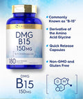 Carlyle DMG Supplement | B15 | 150 mg 180 Capsules | N-Dimethylglycine | Non-GMO and Gluten