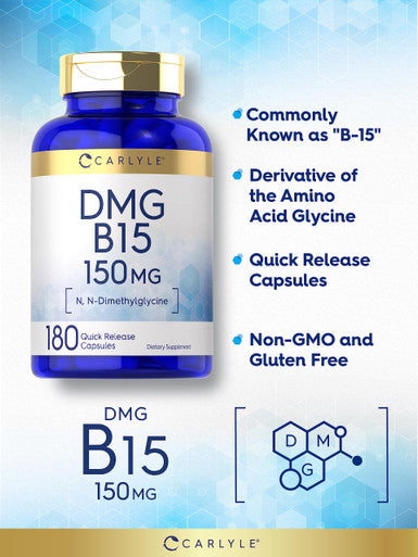 Carlyle Dmg Supplement | B15 | 150 Mg 180 Capsules | N-Dimethylglycine | Vegetarian, Non-Gmo, Gluten Free