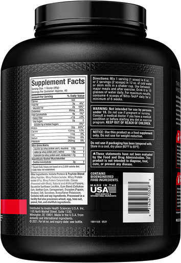 Whey Protein Powder | MuscleTech Nitro-Tech Whey Protein Isolate & Peptides | Milk Chocolate, 4 Pound (Pack of 1), 40 Servings