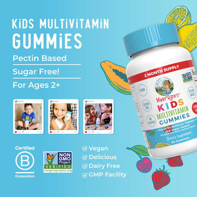 Maryruth Organics Kids Vitamins | Sugar | 2 Month Supply | Kids Multivitamin Gummies for Ages 2+ | Multivitamin for Kids | Vitamins for Kids | Vegan | Only 1 Gummy a Day | 60 Count