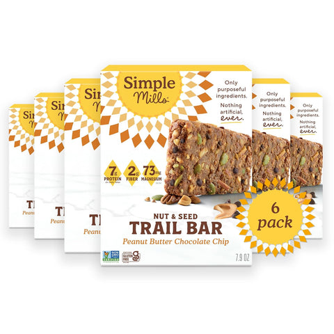 Simple Mills Nut and Seed Trail Bars, 15 Count, Dark Chocolate Sea Salt Snack Bars with Pumpkin Seeds, Almonds, Pecans, and Buckwheat, Good Source of Fiber and Excellent Source of Magnesium, 1.59 oz