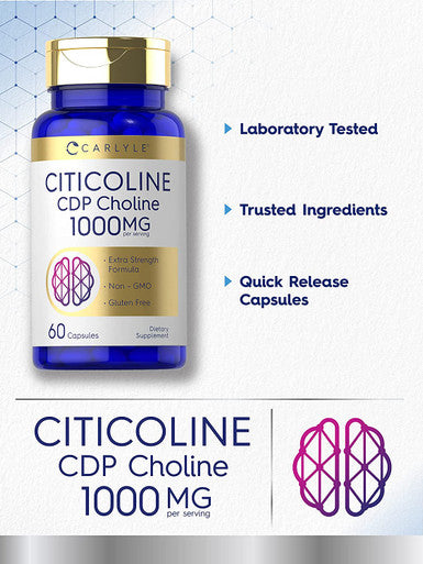 Carlyle Citicoline Cdp Choline 1000Mg 60 Capsules Non-Gmo Gluten Free Supplement