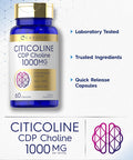 Carlyle Citicoline CDP Choline 1000mg | 60 Capsules | Extra Strength Formula | Non-GMO Gluten Supplement
