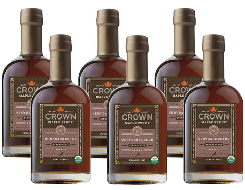 Crown Maple Certified Organic Dark Color Robust Taste Maple Syrup, Pure, Gluten Free, No Preservatives, Non-GMO pairs well with Pancakes, Coffee, Cocktails & Brunch, 12.7 Fl Oz (Pack of 1)
