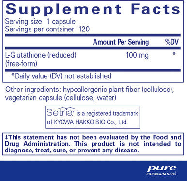 Pure Encapsulations Reduced Glutathione 120 Capsules