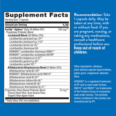 Nature S Way Fortify Optima Daily Probiotic, 35 Billion, 15 Strains, Prebiotic, 60 Capsules