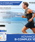 Renew Actives Vitamin B Complex 100: Advanced Comprehensive Wellness - 100% Of B1, B2, B3, B5, B-6, B-12. Promotes Normal Growth, Tissue Formation, & Liver Function - Essential For Health - 60 Caps