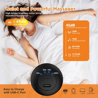 Mini Massage Gun, Powerful Fascial Gun Portable Deep Tissue Percussion Muscle Back Head Massager For Pain Relief With 4 Massage Heads High-Intensity Vibration Rechargeable Small Massage Gun