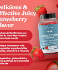 Conception For Her Fertility Gummies - Fertility Supplements For Women With Myo Inositol, Folate & More Essential Nutrients - Delicious Juicy Strawberry Hormone Balance Vitamins, 75 Ct Gummies