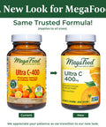 MegaFood Ultra C 400 Mg - Vegan Immune Support Supplement With Vitamin C Made With Real Food Including Broccoli Carrot Cranberry & Brown Rice Gluten-Free Kosher - 90 Tablets 90 Servings