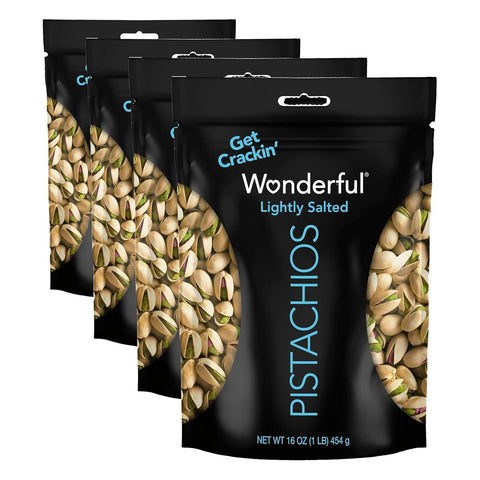 Wonderful Pistachios In Shell, Lightly Salted Nuts, 16 Ounce Resealable Bag | Protein Snacks, Gluten Free, Healthy Food, Work, School, Office Snacks, Airplane Travel Snacks
