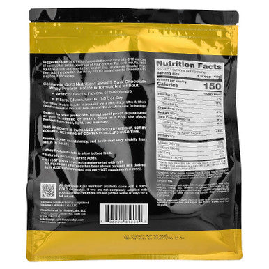 California Gold Nutrition Sport - Dark Chocolate Whey Protein Isolate, 5 Lbs (2.27 Kg)