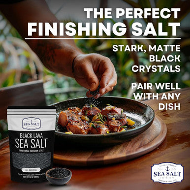 Sea Salt Superstore Black Salt Hawaiian-Style Black Lava Sea Salt Black Sea Salt with Activated Charcoal Black Hawaiian Sea Salt for Cooking & Finishing 14 oz Bag