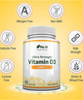 Vitamin D3 4000 IU 365 Softgel Capsules NOT Tablets Full Year Supply Easy to Swallow Quadruple Strength Vitamin D3 Supplement