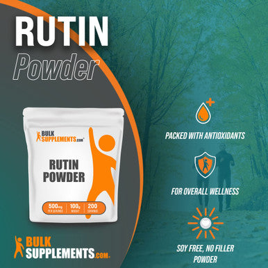 BulkSupplements Rutin Powder - Dietary Supplement, Antioxidants Source - from Sophora Japonica, Soy Free - 500mg , 200 Servings (100 Grams - 3.5 oz)