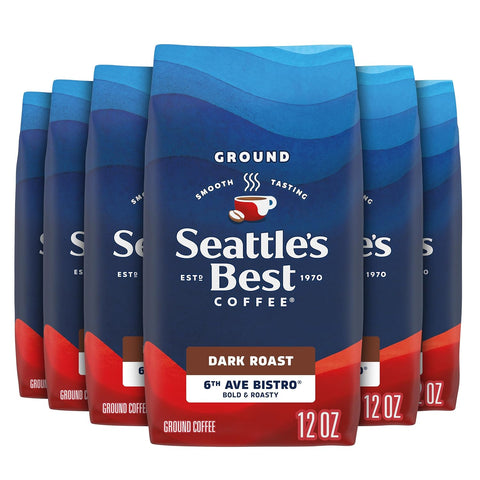 SeattleÃƒÂ¢Ã¢â€šÂ¬Ã¢â€žÂ¢s Best Coffee, Dark Roast Ground Coffee, 6th Ave Bistro, 100% Arabica, 3 Bags (12 oz Each)