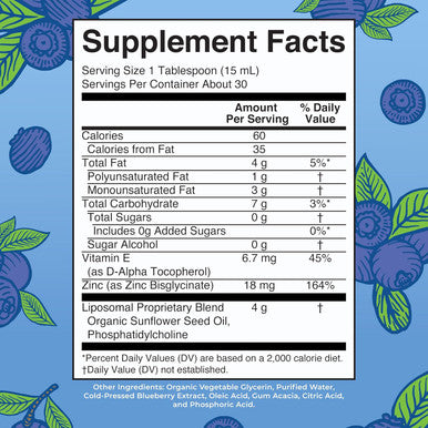 Maryruth Organics Nutritional Supplement Liposomal Liquid Zinc Supplement With Vitamin E Overall Health And Skin Care Blueberry Vegan, Non-Gmo, Gluten Free, No Sugar Added 15.22 Fl Oz