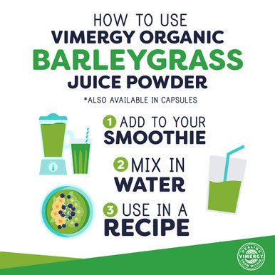 Vimergy USDA Organic Barley Grass Juice Powder, 62 Servings Super Greens Powder Contains Iron, Vitamin C, & Vitamin E Non-GMO, Gluten-Free, Soy-Free, Vegan & Paleo Daily Greens Booster (250g)