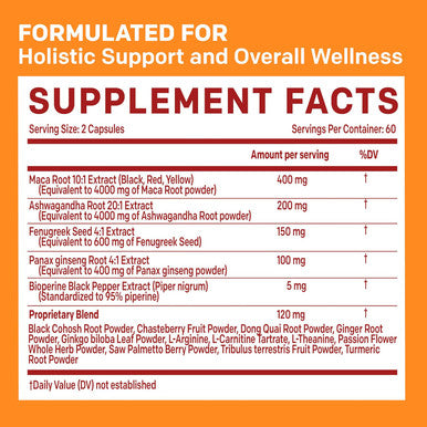 19-In-1 Peruvian Maca Root Capsules - 9125 Mg Ashwagandha Supplements With Maca Fenugreek & Ginseng - Black Maca Root Capsules For Men & Women For Mood, Hormone & Performance Support (120 Capsules)