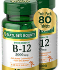 Nature's Bounty Vitamin B-12, 5000mcg, 40 (2-Pack, 80) Quick Dissolve Tablets