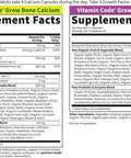 Garden Of Life Calcium Supplement Vitamin Code Grow Bone Made With Whole Foods Strontium Magnesium K2 Mk7 Vitamin D3 and C Plus Probiotics For Gut Health 30 Day Supply