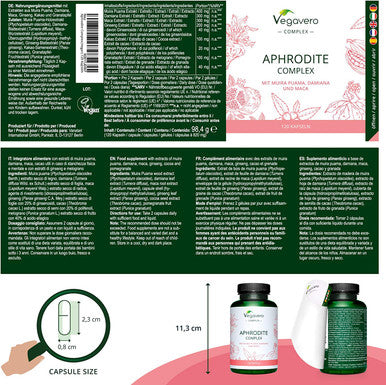 Aphrodite Complex VegaveroÃƒâ€šÃ‚Â® | with Muira Puama, Panax Ginseng, Pomegranate + Maca Root Extract | Libido Booster for Women | 100% Vegan | NO Additives | 120 Capsules