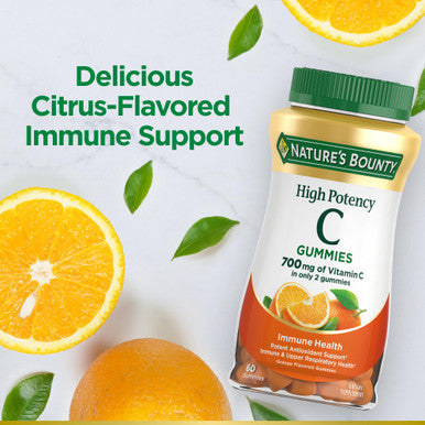 Nature's Bounty High Potency Vitamin C Gummies Immune Support Supplement 700Mg Orange Flavor 60 Count