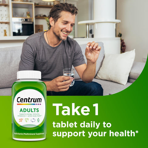 Centrum Adult Multivitamin/Multimineral Supplement with Antioxidants Zinc Vitamin D3 and B Vitamins Gluten Free NonGMO Ingredients 200 Count