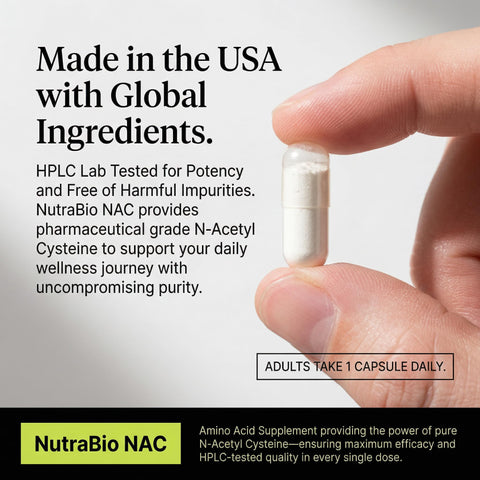 Nutrabio N-Acetyl Cysteine Supplement (Nac) - 90 Capsules 600Mg Each - Powerful Anti-Oxidant - Immune Support - Boost Glutathione